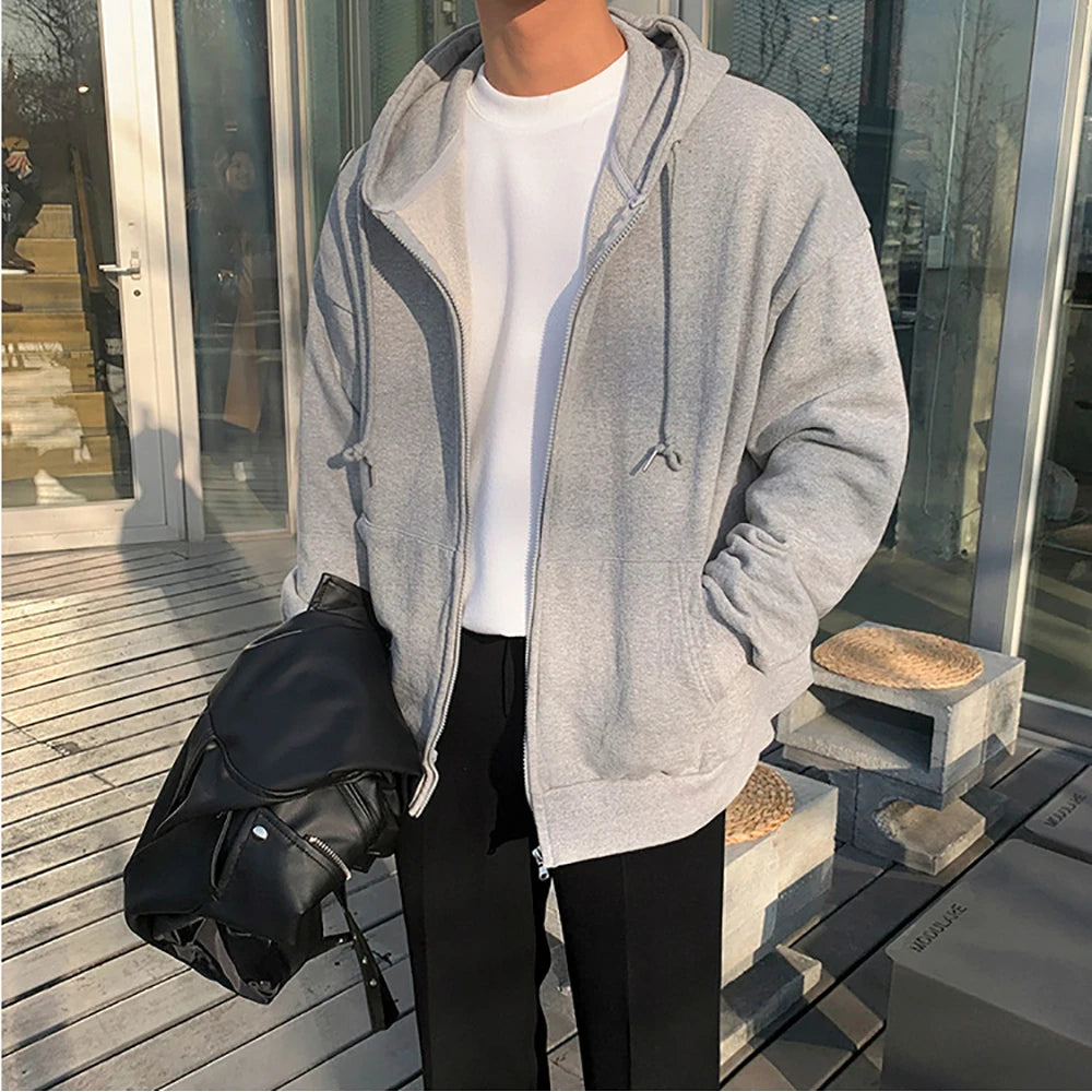 Fashion Mens Jacket Coat Long Sleeve Sweatshirts Oversized Zipper Hoodies Streetwear Loose Man Hoodies Casual Jacket