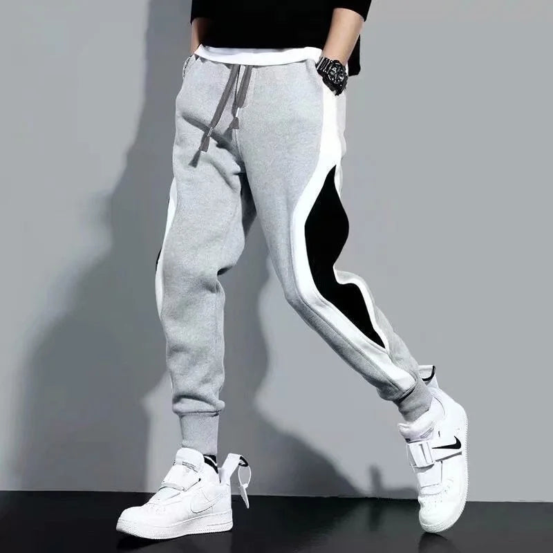 Men's Sports Pants Spring Autumn Male Loose Fitting Leggings Patchwork Running