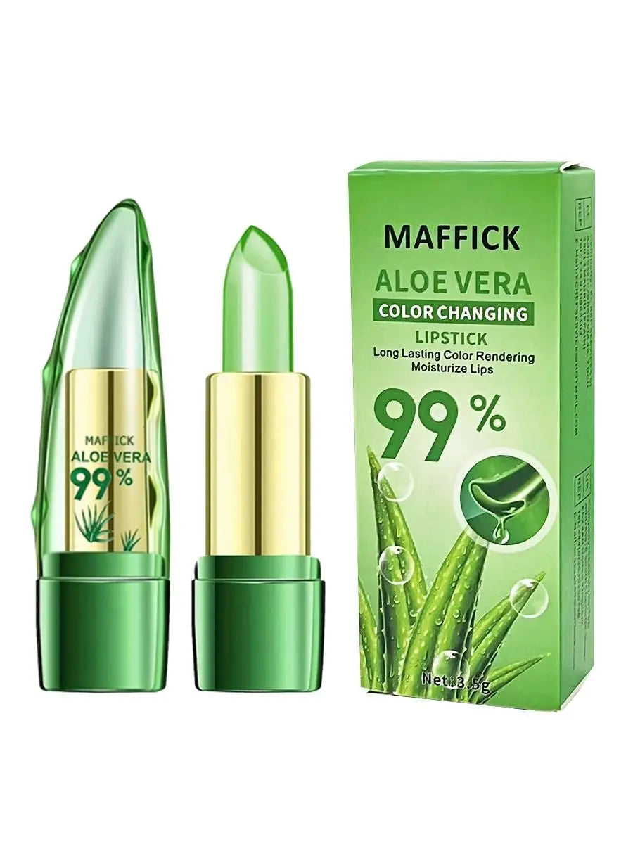 Aloe Vera Lipstick, Long Lasting Lip Care Nutritious Plumper Lip Balm Moisturizer Magic Temperature Color