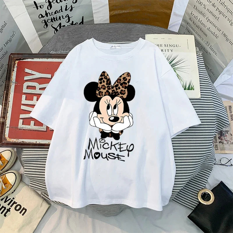 Kawaii Women T-Shirts Mickey Anime Blouses Y2k Clothing Graphic T Shirts Clothes Harajuku Oversized T Shirt Womens Tops