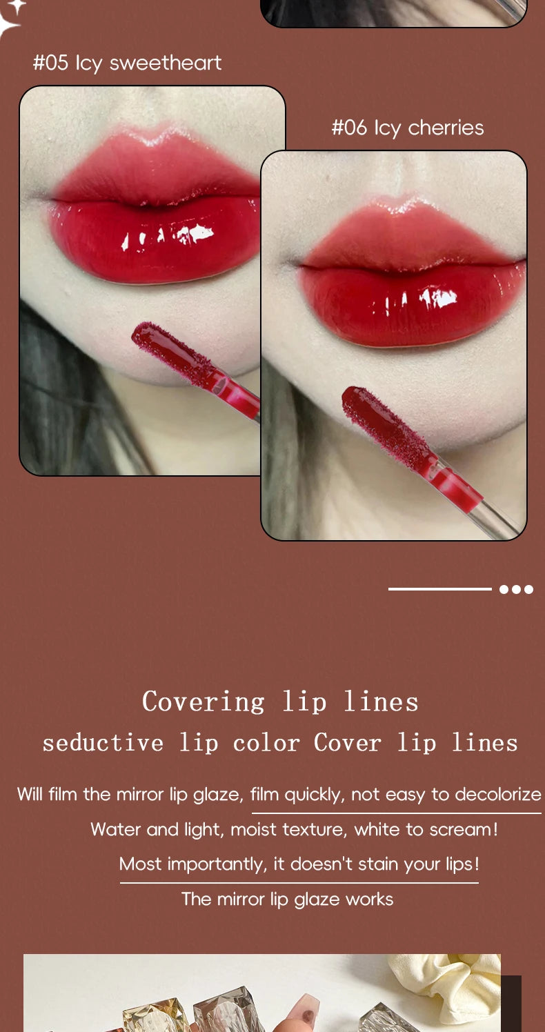 Long-Lasting Moisturizing Waterproof Lip Gloss - Transparent Mirror Finish