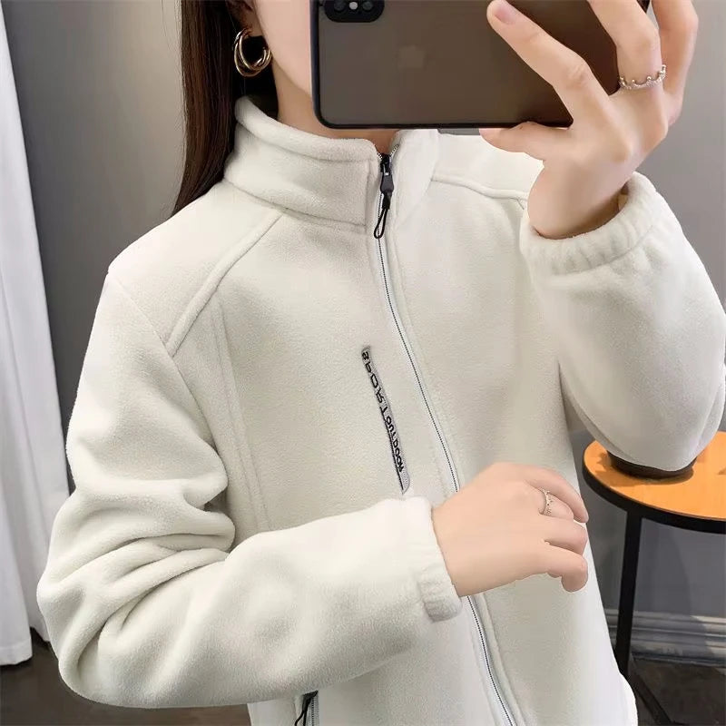 Plus Size Fleece Coats for Women Winter Spring Warm Casual Outdoor Sportswear Hiking Jogging Yoga Lady Cardigan jackets Chaqueta