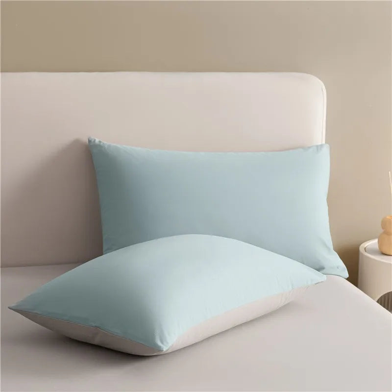 100%Brushed Cotton Solid Plain Reversible Duvet cover+2Pcs Pillowcases Twin Double Queen King size 3Pcs Soft Bedding set