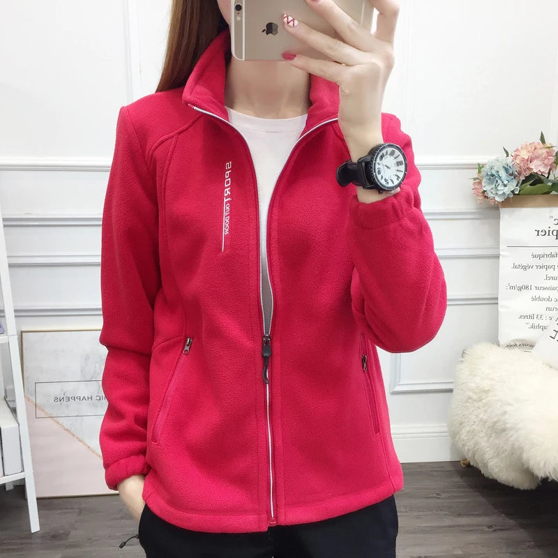 Plus Size Fleece Coats for Women Winter Spring Warm Casual Outdoor Sportswear Hiking Jogging Yoga Lady Cardigan jackets Chaqueta