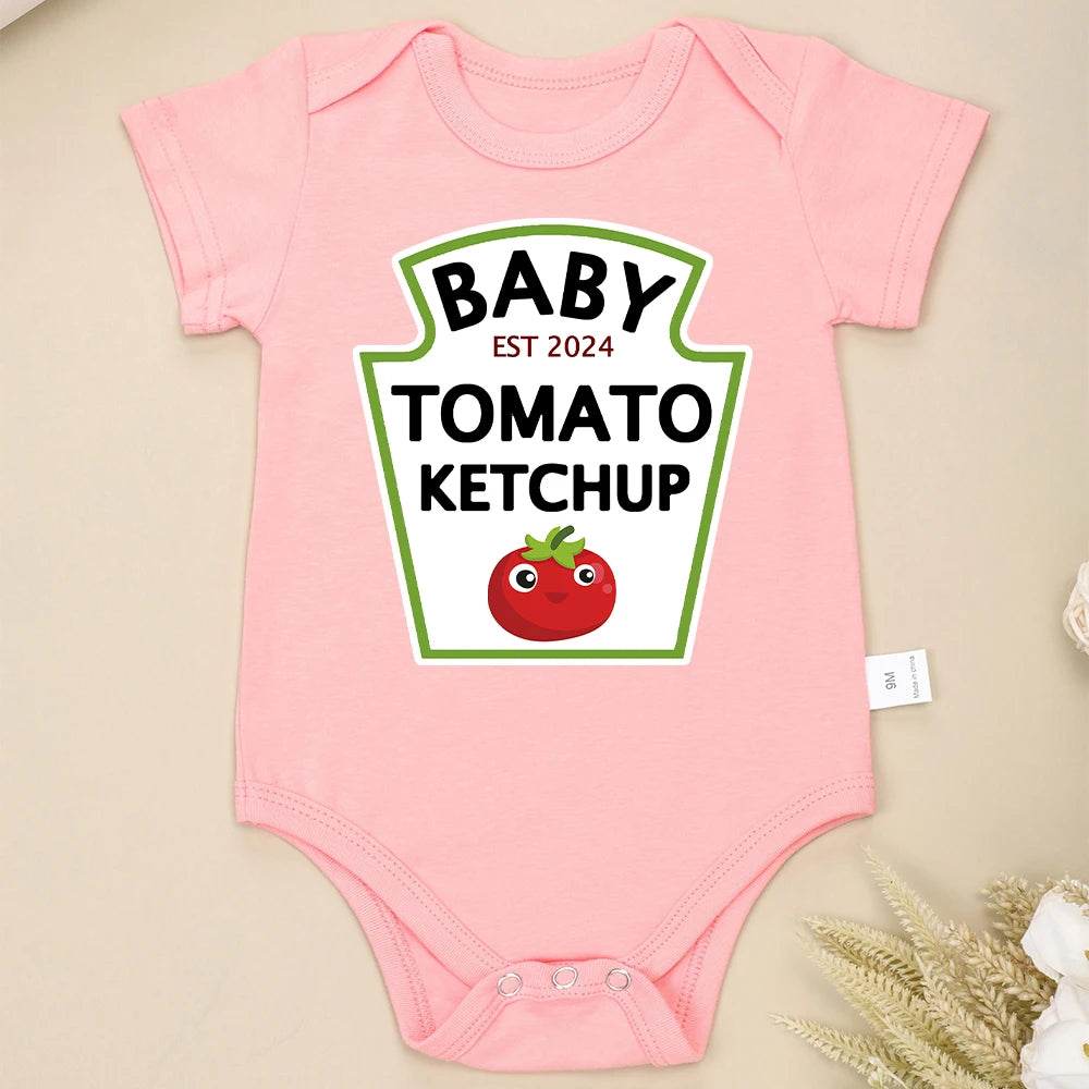 Funny Cute Baby Tomato Ketchup Bodysuit | 100% Cotton Newborn Boys & Girls Onesies