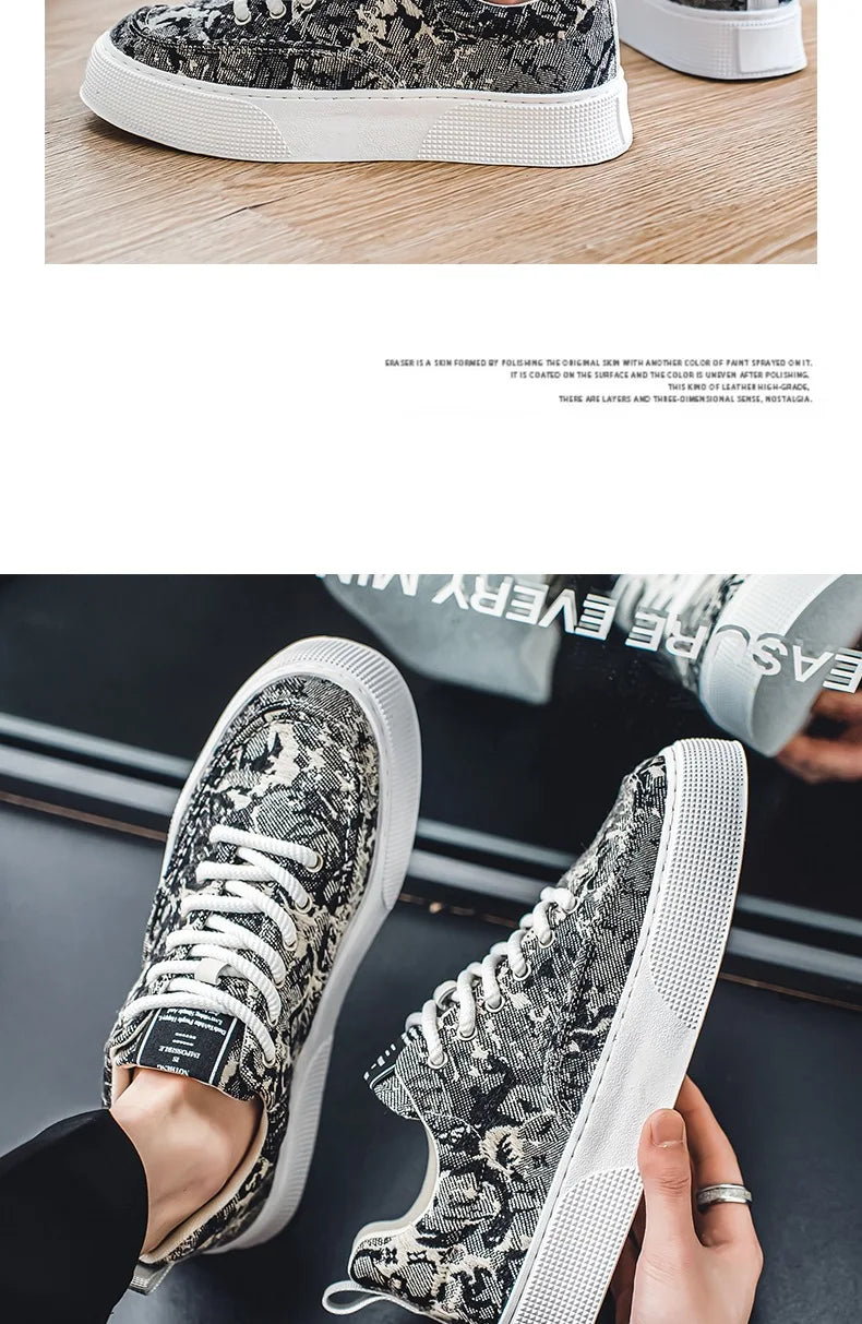 2025 New Arrival Men's Thick Soled Printed Shoes with Height Increasing Cushioning Casual Shoes