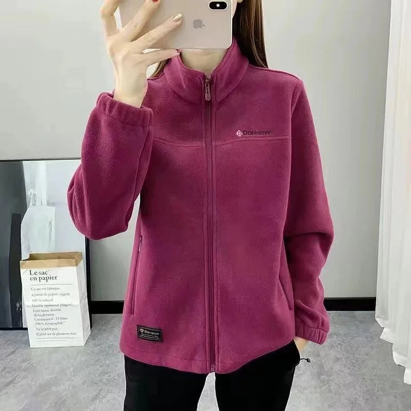 Plus Size Fleece Coats for Women Winter Spring Warm Casual Outdoor Sportswear Hiking Jogging Yoga Lady Cardigan jackets Chaqueta