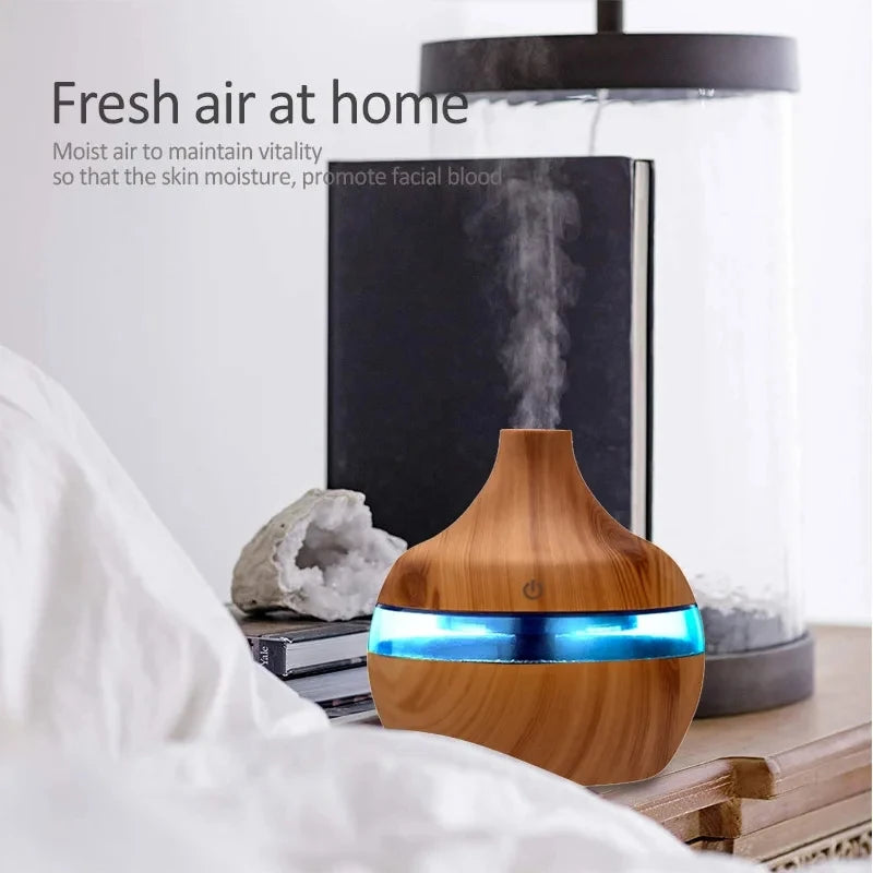 Humidifier Electric Aroma Air Diffuser Wood Ultrasonic Air Humidifier Essential Oil Aromatherapy Cool Mist Maker For Home 300ml