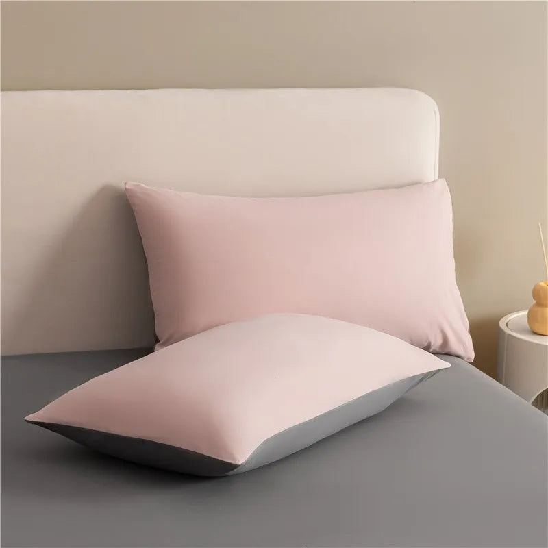 100%Brushed Cotton Solid Plain Reversible Duvet cover+2Pcs Pillowcases Twin Double Queen King size 3Pcs Soft Bedding set