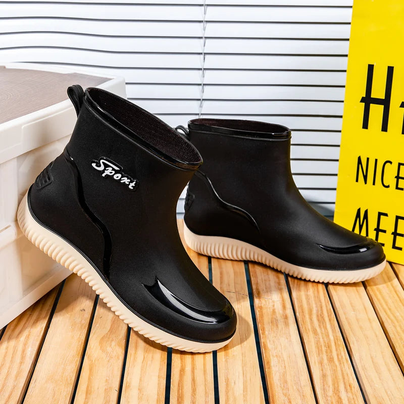 2024 New Women's Rain Shoes Winter Cotton and Velvet Medium Tube Rain Boots Work Non-slip Fashion Rubber Shoes Adult Water Shoes