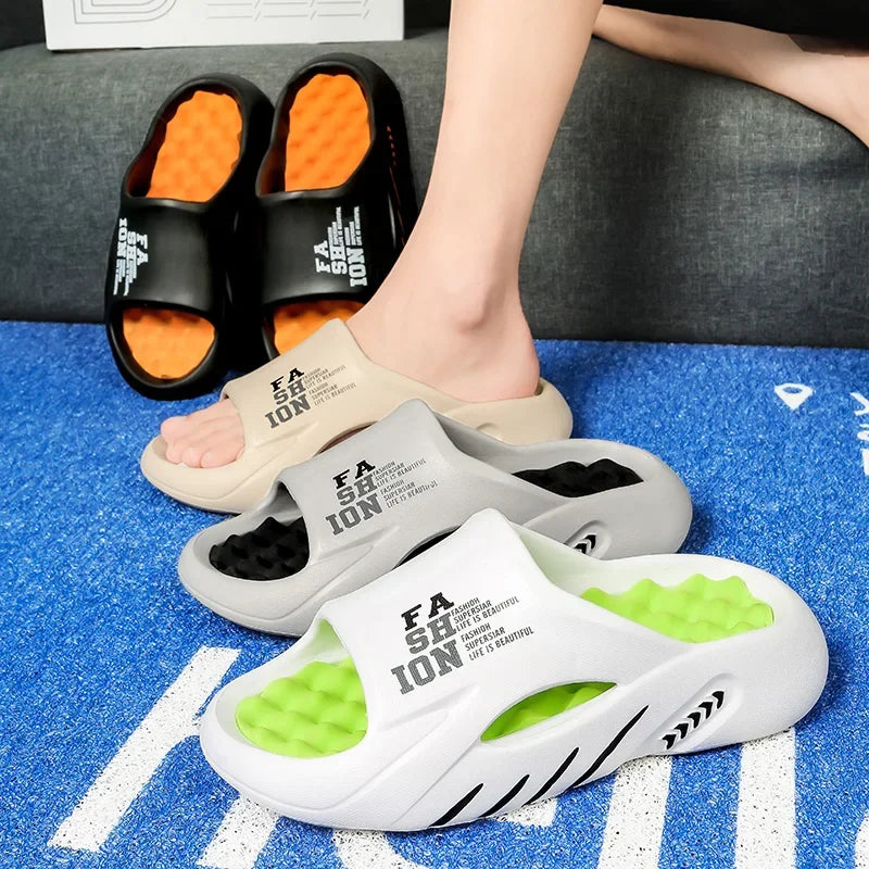 New Summer Men Massage Slippers Sides Indoor Outdoor Sandals Beach Casual Shoes Soft Sole Slides Men Flip-flops Men's Sandals