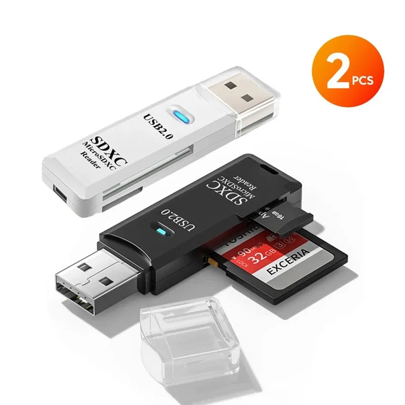 2PCS 2-in-1 USB 3.0 Card Reader Micro SD TF Memory Card Reader USB Flash Drive