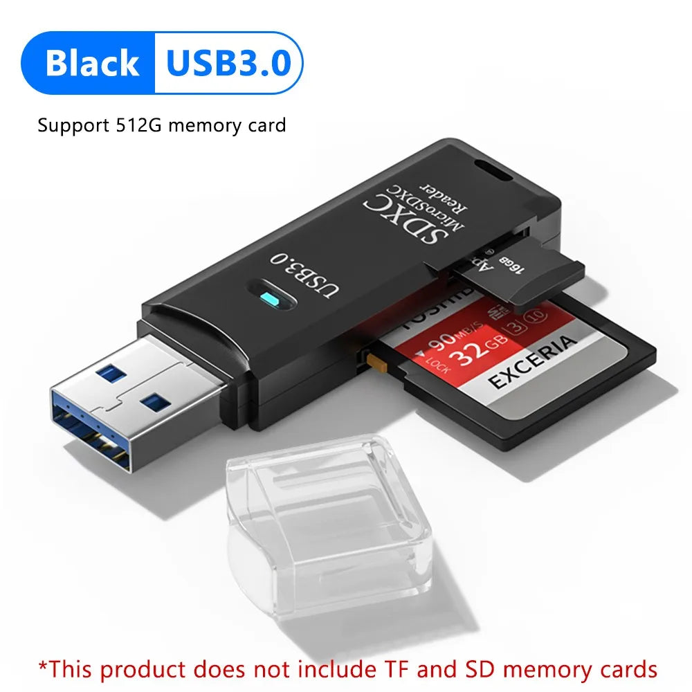 2PCS 2-in-1 USB 3.0 Card Reader Micro SD TF Memory Card Reader USB Flash Drive