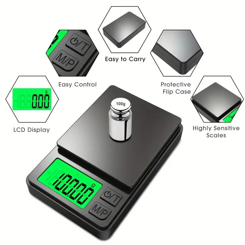 Precision Pocket Scale 1000g x0.1g Digital Gram & Jewelry Scale with Backlit LCD