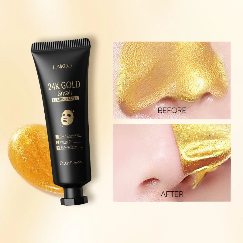 LAIKOU 24K Gold Sakura Peeling Face Mask Anti Wrinkle Whitening Blackhead Removal Facial Tear Off Mask Skin Care Products