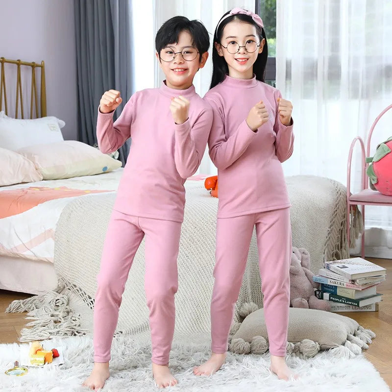 Kids Pajama Suit Autumn Cotton Thermal Underwear Tops+Pants 2-Piece Set Boys Sleepwear Cartoon Girls Winter Home Clothing 3-14 Y