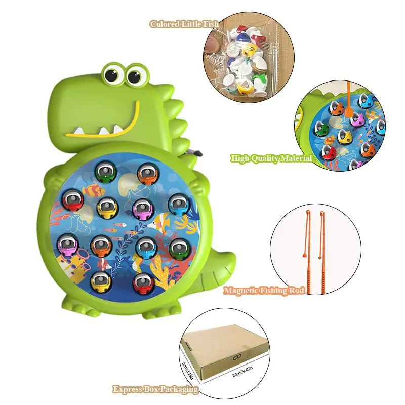 Dinosaur Simple Magnetic Fishing Toys Play Rod Game Toys for Children Baby Montessori with Rod Kids Educational No Rotating Gift