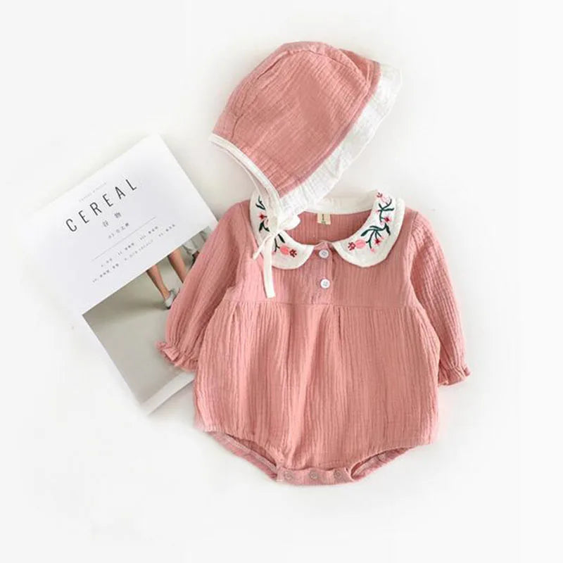 2Pcs Intant Baby Girl Jumpsuit Cotton Baby Girl One-piece Playsuit Baby Girl Romper With Hat