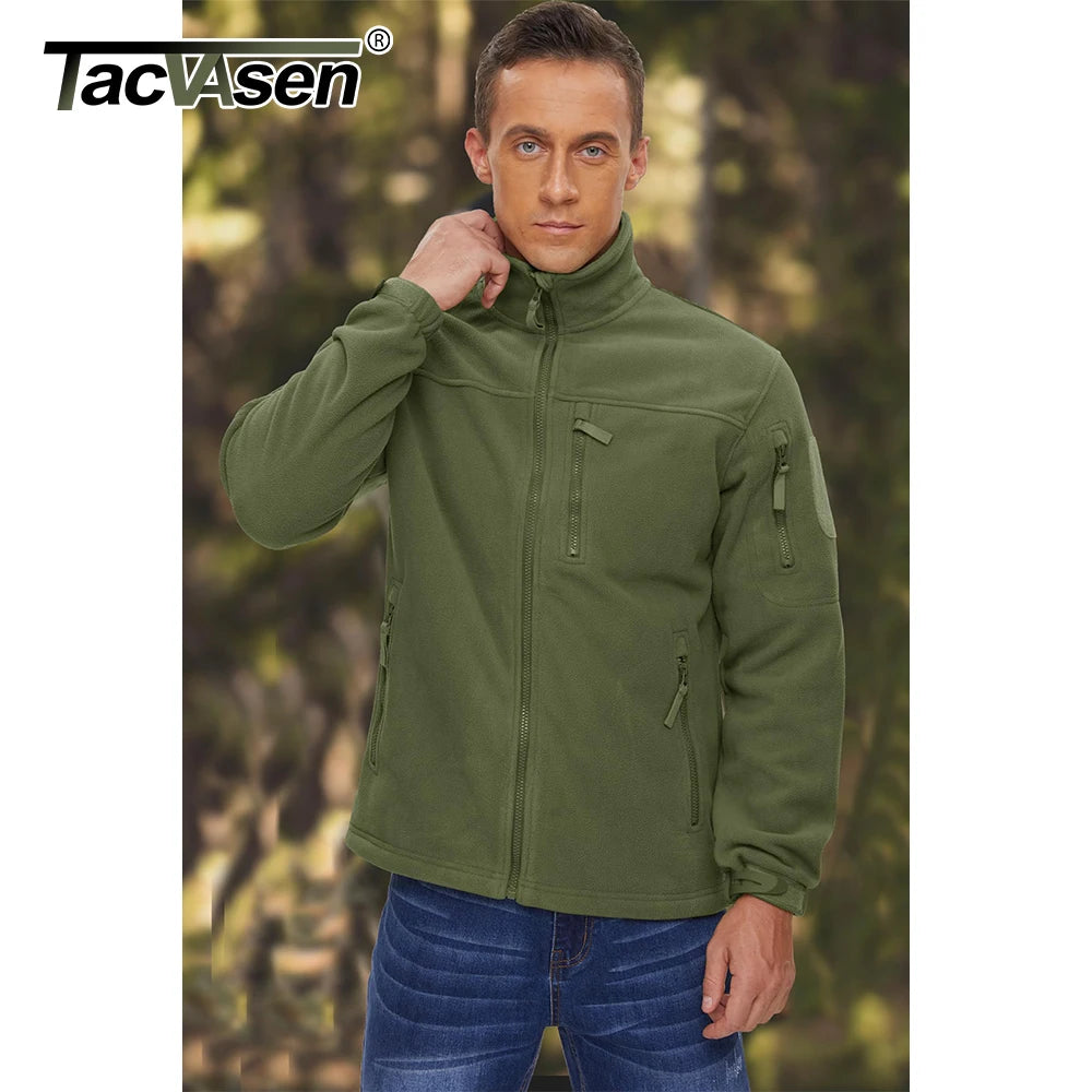 TACVASEN Men's Fleece Jacket -Warm Windproof Zip-Up Coat with Multiple Pockets