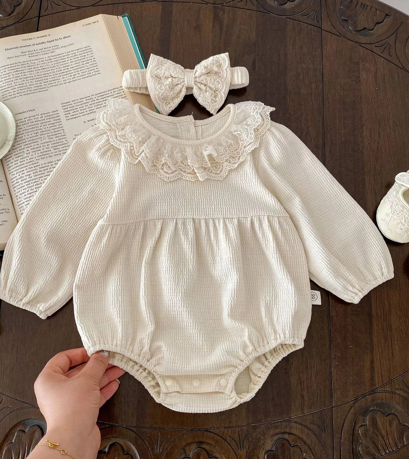 2PCS MILANCEL Spring Baby Clothes Lace Collar Infant Bodysuit One Piece Toddler Cute Princess Outfit Clothing for Newborns