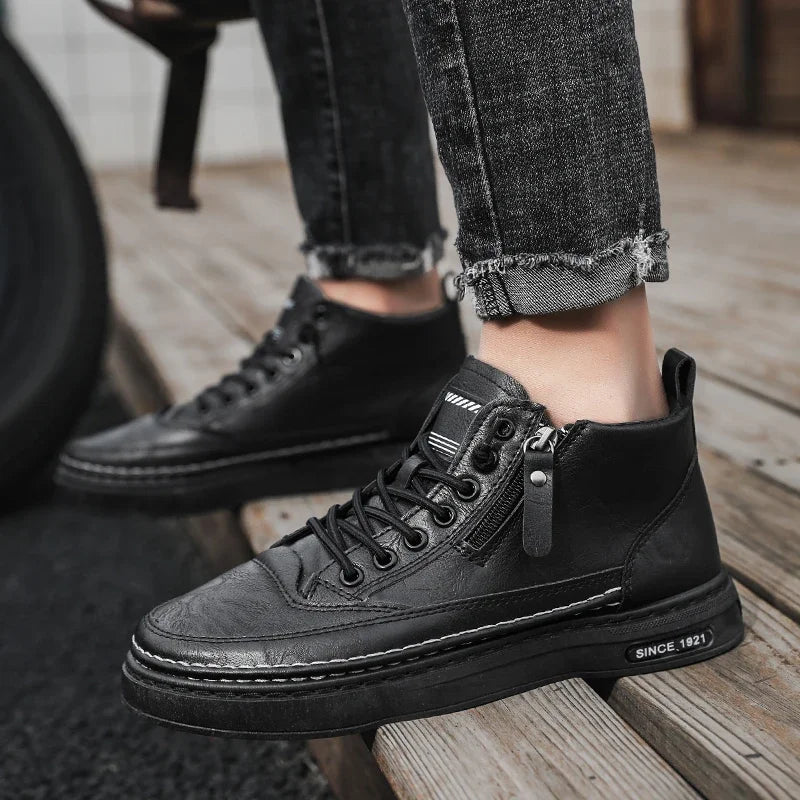 Men Boots Winter High Top Leather Shoes Fashion Cotton Shoes Fashion Ankle Boots Business Casual Outdoor Shoes Male Sneakers New