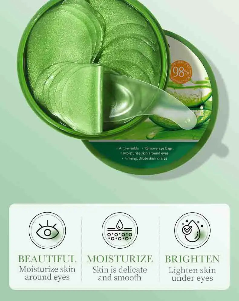 60pcs SAODER Aloe Vera Collagen Eye Mask Anti Dark Circles Eyes Bags Moisturizing Firming Eye Patches Eyes Skin Care Products