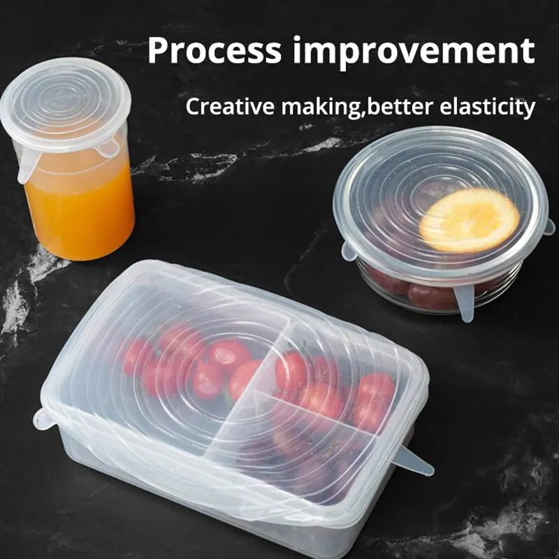 6Pcs/Set Transparent Silicone Kitchen Utensils Fresh-keeping Stretch