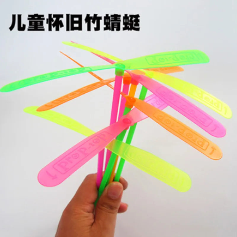 10/20pcs Novelty Plastic Bamboo Dragonfly Propeller Outdoor Classic Toy Kid Gift Rotating Flying Arrow Multicolor Random Color