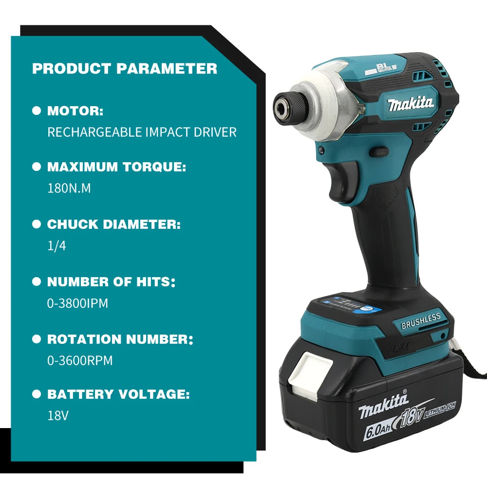 Makita 180N.m DTD171 New Impact Driver Brushless Electric Screwdriver 18V