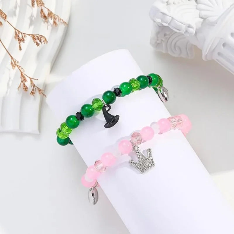 2025 New Wicked Friendship Matching Bracelets Rhinestone Crown Witch Hat BFF Couple Bracelets Valentine's Day Gifts Fans Party