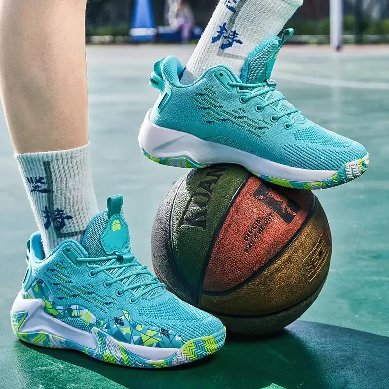 2023 New Men's Basketball Shoes Breathable High Elasticity Blue Ball Shoes Sports Shoes Men High Top Casual Knitwear