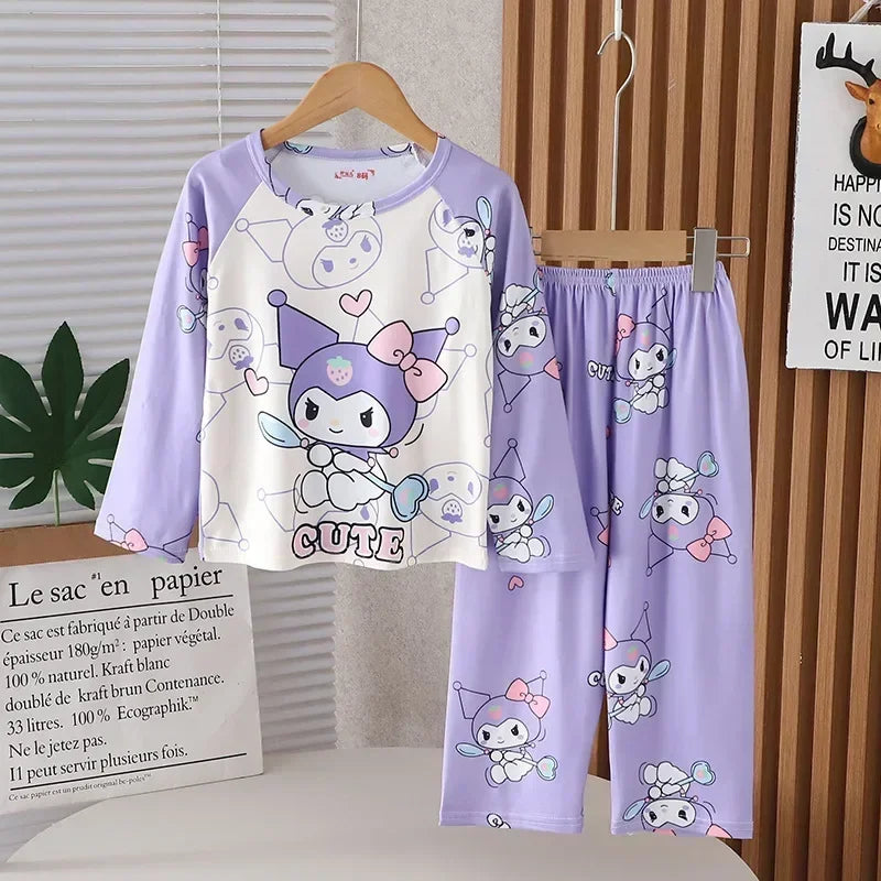 2024 Autumn Children Pajama Sets Girl Long Sleeved Pants Pijamas Boys Cartoon Sleepwear Cute Kids Loungewear Korean Home Clothes