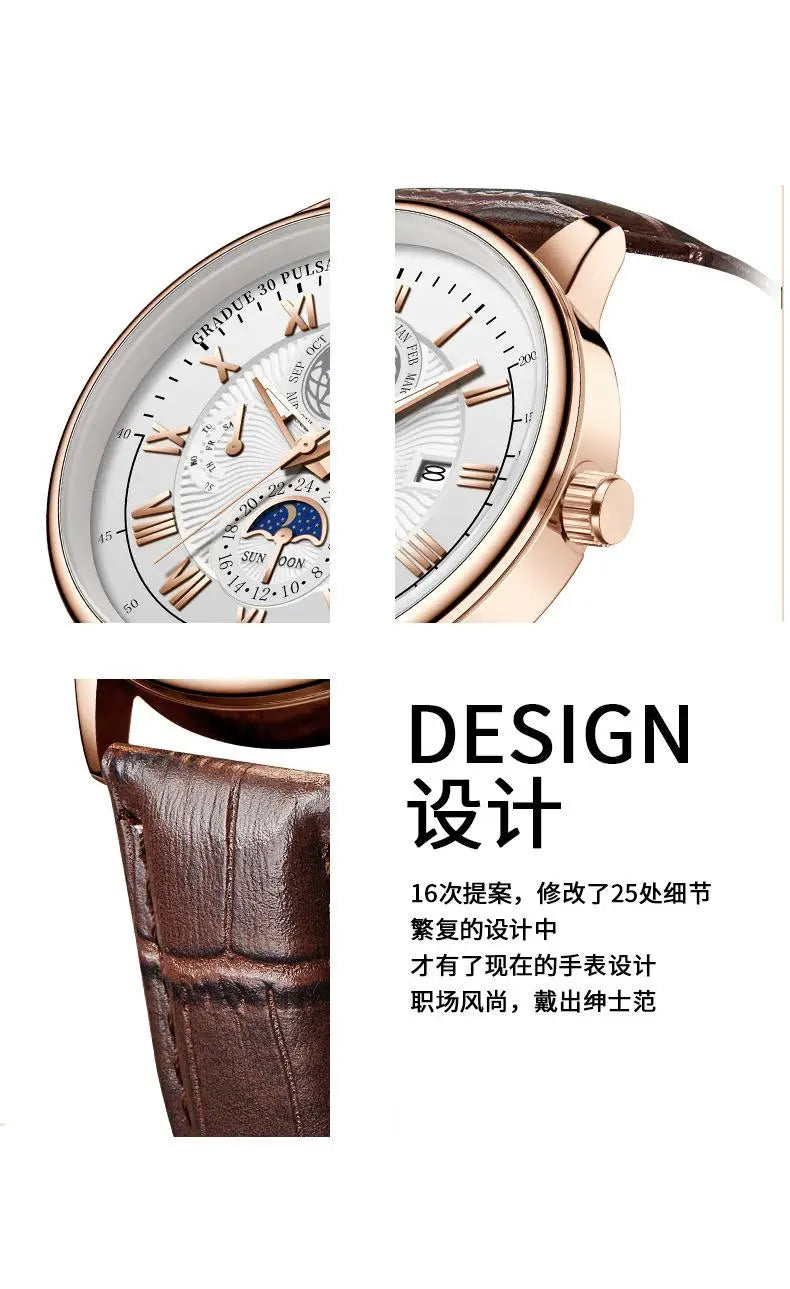 2024 Men Watch Fashion Top Luxury Sport Men's Wristwatch Waterproof Luminous Leather Date Quartz Watches Man clock