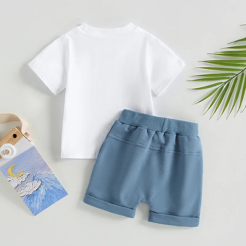 0-3Y Boys Clothing Sets Summer Cotton Short Sleeve Print T-shirts+Elasctic Shorts Kids Clothes Casual Clothing Sets for Toddler