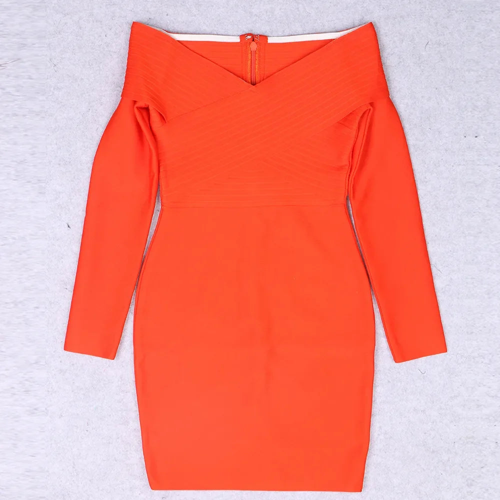 2022 New Autumn Winter Long Sleeve Striped V-Neck Sexy Tie Dress Amazon Best Seller Orange Color Independent Station Dress