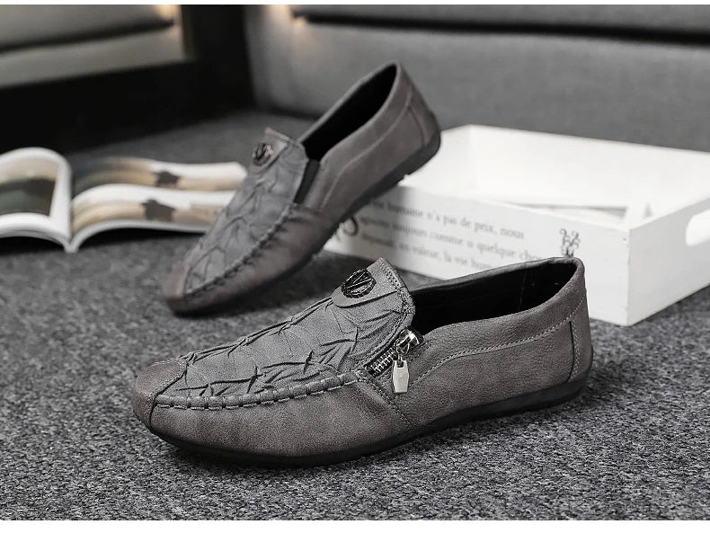 Super Comfortable Men Casual Shoes Soft Genuine Leather Loafers High Quality Male Driving Shoes Fashion Soft Printed Leather Sho