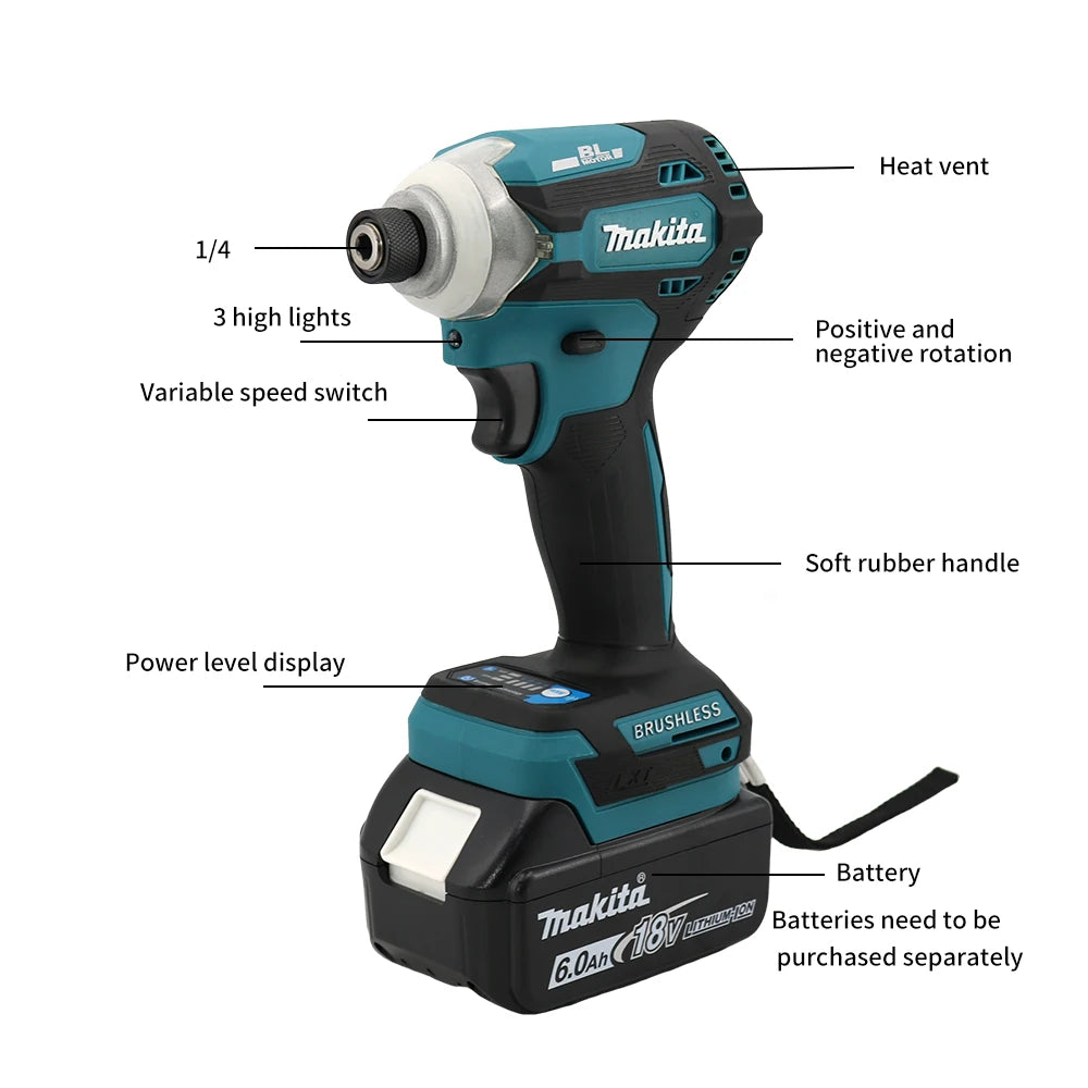 Makita 180N.m DTD171 New Impact Driver Brushless Electric Screwdriver 18V